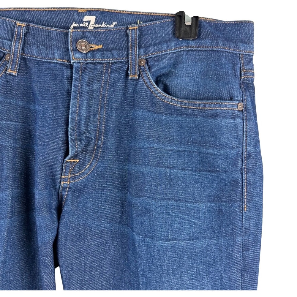7 For All Mankind Slimmy Jeans Mens 34 Blue Dark Wash Slim Straight Denim USA